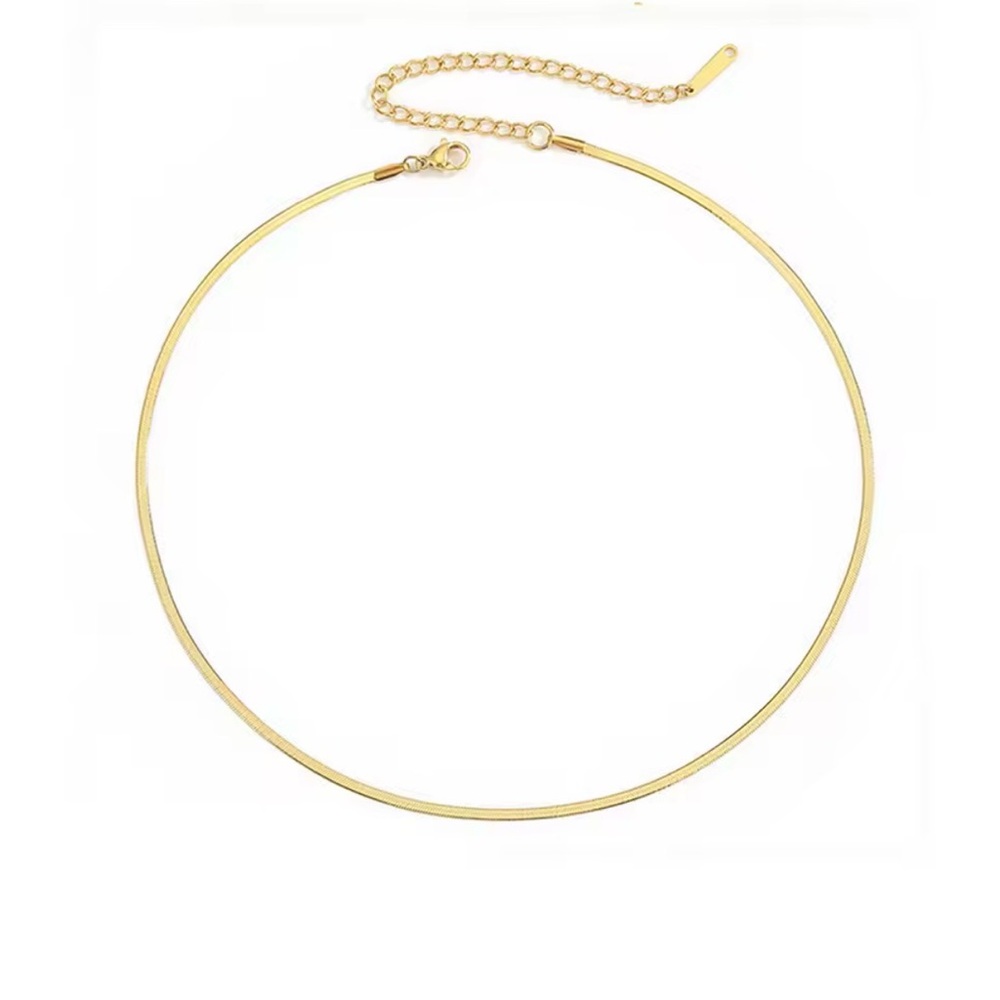 Clearance! New 2MM Gold Herringbone 16" Choker Chain Necklace - Women's Jewelry - Picture 6 of 6
